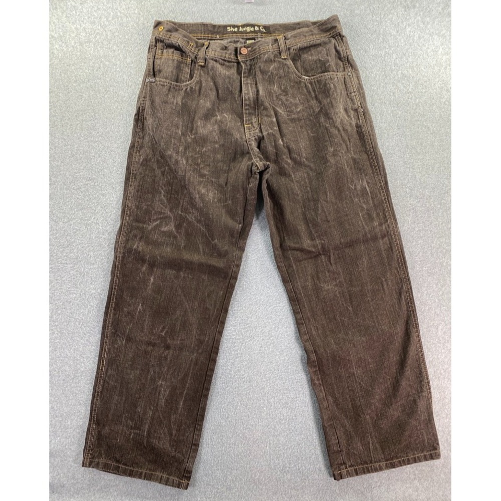 Vintage Y2K 5ive Jungle & Co. Sz 42 Denim‎ Jeans Baggy Wide Leg Embroidered